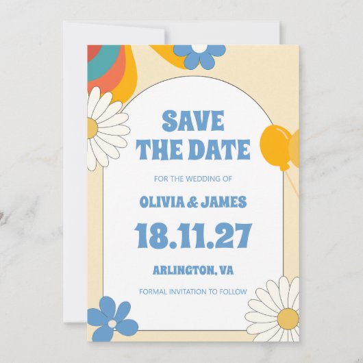 60sソフトレトロオールド音楽フローラGroovy 結婚's セーブザデート (正面)