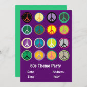 60sテーマのピースサインの腰回りが大きなパーティー 招待状 (正面/裏面)