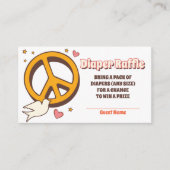 60sヒッピーパーティー赤ちゃんシャワー – おむつラッフル エンクロージャーカード (正面)