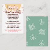 60sヒッピーパーティー赤ちゃんシャワー – ベビー用の本 エンクロージャーカード (正面/裏面)