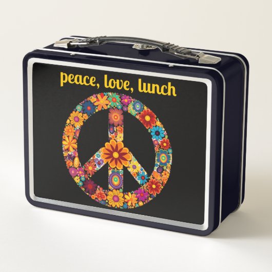 60sピースサイン花ヒッピー メタルランチボックス (裏面)