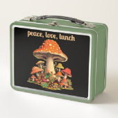 60sピースラブマッシュルームヒッピー メタルランチボックス (正面)