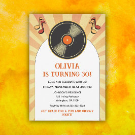 60sレトロGroovy大人の誕生日パーティー任意の年齢 招待状