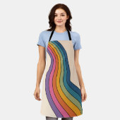 60s 70sレトロストライプ エプロン (着用した状態)