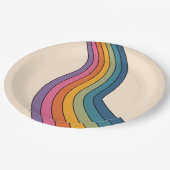 60s 70sレトロストライプ ペーパープレート (アングル)