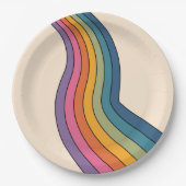60s 70sレトロストライプ ペーパープレート (正面)