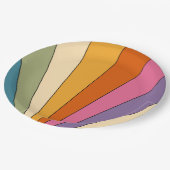 60s 70sレトロストライプ ペーパープレート (アングル)