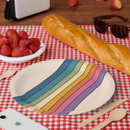 60s 70sレトロストライプ ペーパープレート