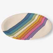 60s 70sレトロストライプ ペーパープレート (アングル)