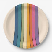 60s 70sレトロストライプ ペーパープレート (正面)