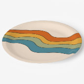 60s 70sレトロストライプ ペーパープレート (アングル)