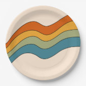 60s 70sレトロストライプ ペーパープレート (正面)