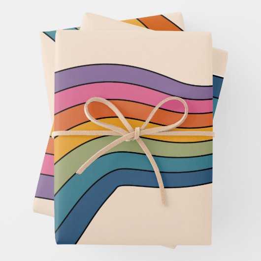 60s 70sレトロストライプ ラッピングペーパーシート (インサイチュ)