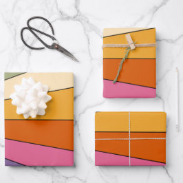 60s 70sレトロストライプ ラッピングペーパーシート