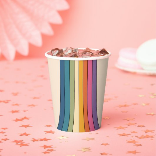 60s 70sレトロストライプ 紙コップ (インサイチュ)