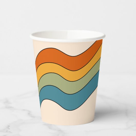 60s 70sレトロストライプ 紙コップ (左)