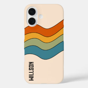 60s 70sレトロストライプ iPhone 16ケース