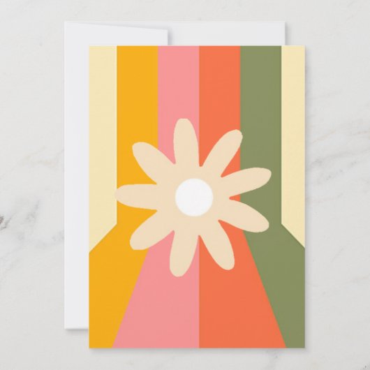 60s 70s Groovyフラワーストライプ婚約パーティ 招待状 (裏面)