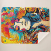 60s 70s Hippy Woman Psychedelic Hippie シェルパブランケット (正面(横))