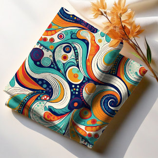 60s 70s Vibeレトロ旋回抽象芸術Pat#1 ID1069 ファブリック