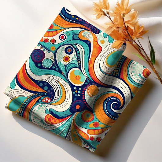 60s 70s Vibeレトロ旋回抽象芸術Pat#1 ID1069 ファブリック