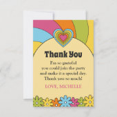 60s Inspired Retro Flowers, Waves and Hearts サンキューカード (正面)