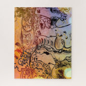 60s Peter Maxスタイルカラフル水カラープロファイル ジグソーパズル (縦)