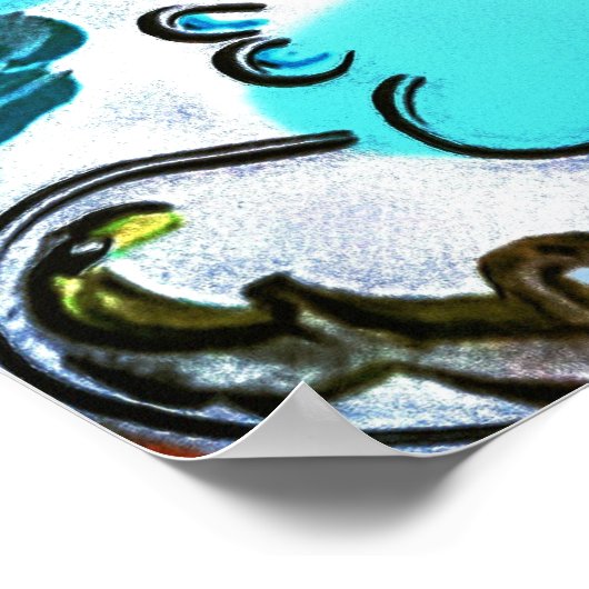 60s Peter Maxスタイルカラフル水カラープロファイル ポスター (角)