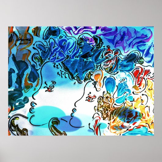 60s Peter Maxスタイルカラフル水カラープロファイル ポスター (正面)