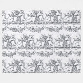 60s Peter Max白黒イラストレーションプロファイル フリースブランケット (正面(横))