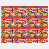 60s Peter Max Watercolorハートパターン フリースブランケット (正面(横))