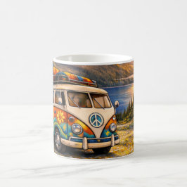 60s Retro Traveler Hippie Bus Camper Van Lake Life コーヒーマグカップ