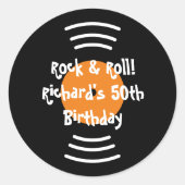60s Rock & Birthdayパーティス転がテスティッカー ラウンドシール (正面)