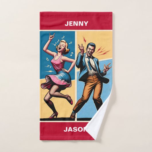 60's Rock N'親のための転がカスタマイズ可能なギフト バスタオルセット (ハンドタオル)