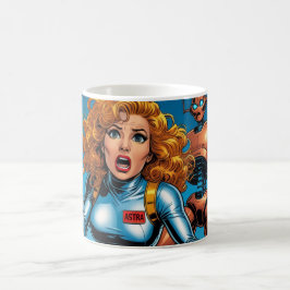 60s Scifi Woman running from Alien Robot コーヒーマグカップ