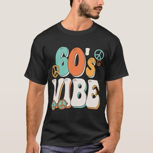 60's Vibe Costume 60s Party Outfit Groovy Hippie P Tシャツ (正面)