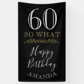 60So引用文ブラック60おもしろい位エレガントの誕生日 横断幕 (縦)
