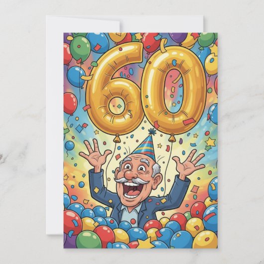 60thおもしろい Grandpa in誕生日カードバルーンシャワー (正面)
