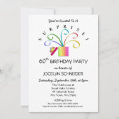 60thまたは任意の年齢の誕生日パーティーへの招待 招待状 (正面)