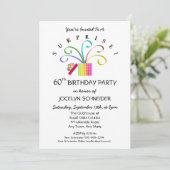 60thまたは任意の年齢の誕生日パーティーへの招待 招待状 (スタンド正面)
