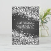 60thエレガントバースデーパーティーきらめくムウェーブブラック 招待状 (スタンド正面)