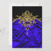 60thエレガントバースデーパーティーシルクルビーブルー金ゴールド 招待状 (裏面)