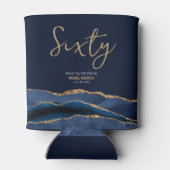 60thエレガントバースデーパーティーブルー金ゴールドアゲート 缶クーラー (裏面)