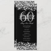 60thエレガントバースデーパーティープログラムシルバー（メニュー付） 招待状 (正面/裏面)