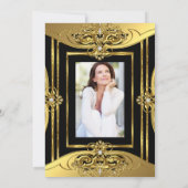 60thエレガントバースデーパーティー写真金ゴールドブラック 招待状 (裏面)