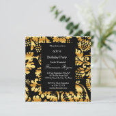 60thエレガントバースデーパーティー金ゴールドブラック 招待状 (スタンド正面)