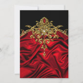 60thエレガント誕生日パーティシルクルビーレッド金ゴールド2 招待状 (裏面)