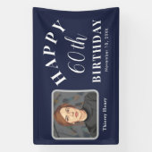 60thエレガント誕生日パーティバナー（写真あり） 横断幕 (縦)