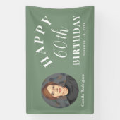 60thエレガント誕生日パーティバナー（写真あり） 横断幕 (縦)