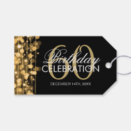 60thエレガント誕生日パーティーが金ゴールドを輝かす ギフトタグ